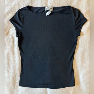 VERSACE Intensive 90s Vintage Women’s Black T-shirt Top Small